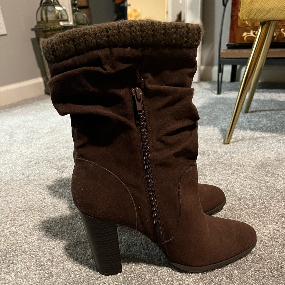 Brown heeled boots